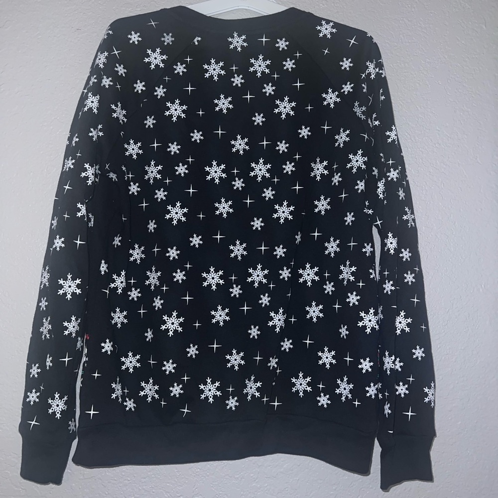 Peanut Snoopy Wake Me Up For Presents Ugly Christmas Black Sweater Women Small - Picture 3 of 5